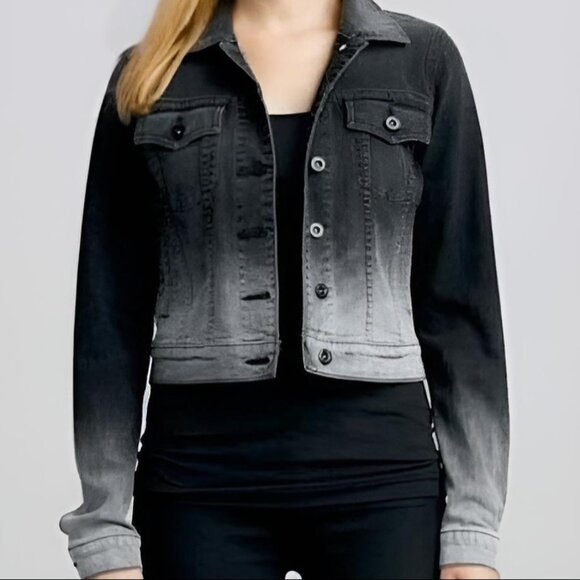 VINCE Parker Ombre Denim Jacket Size S Dark to Light Grey - Picture 2 of 14